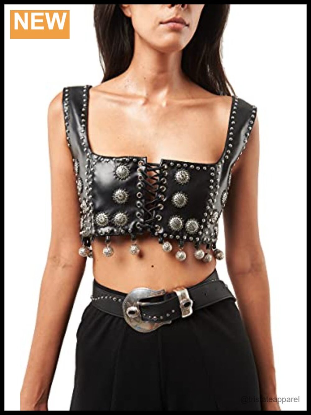 Statement Sleeveless Vest Square Neck Cord Closure Handmade Silver
